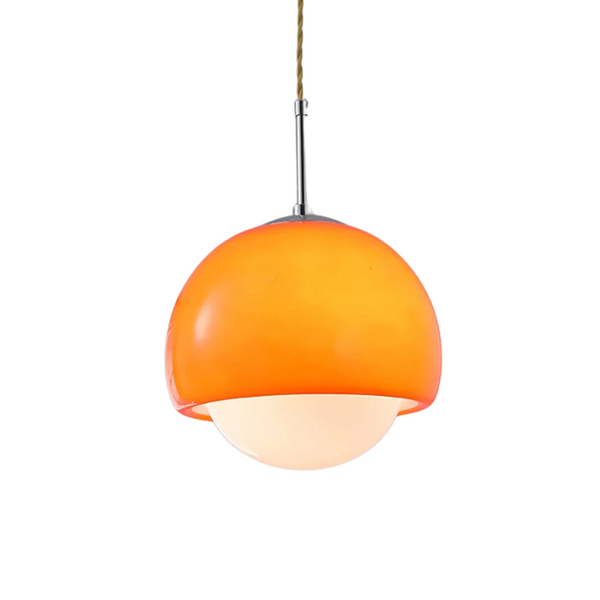 Aurela - Bauhaus-Glaspendelleuchte, orange/beige