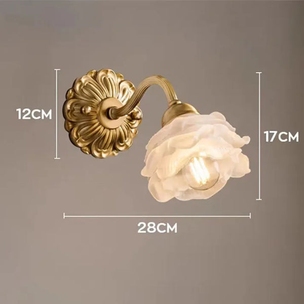 Wallix - Vintage-Wandleuchte aus Kupfer mit Glasblüte