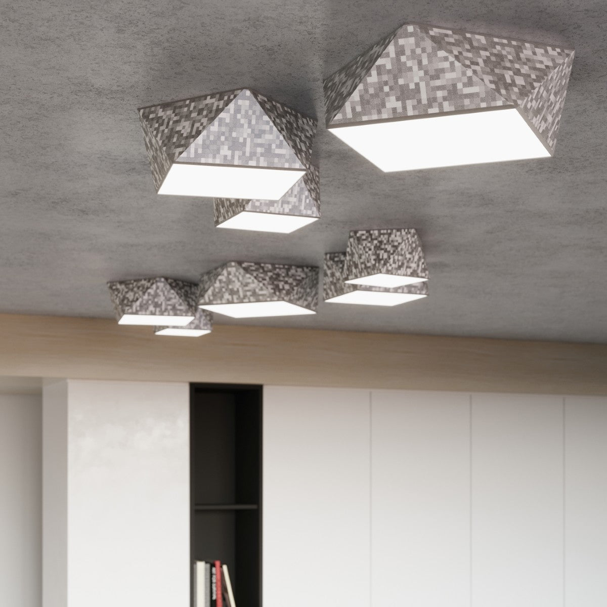 Hexa - 45 Silberne Deckenleuchte 45×45 cm
