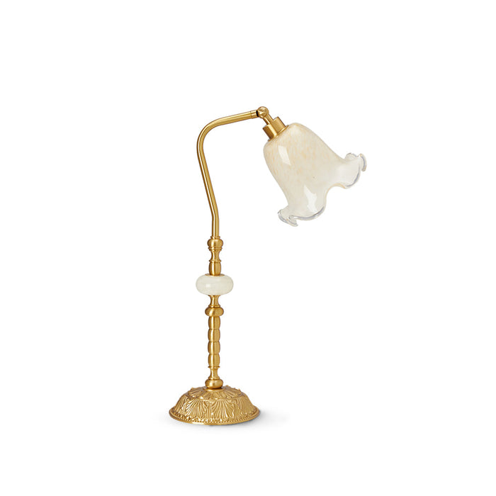 Quelix - Blumen Tischlampe Messing & Glas
