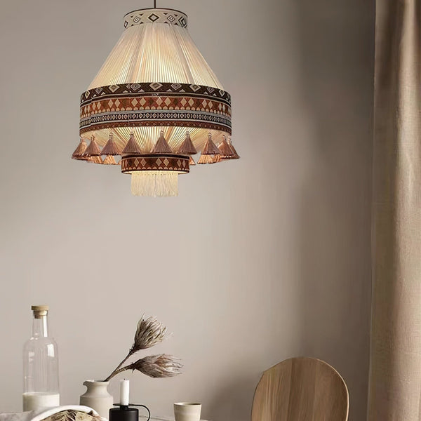 Stella - Boho-Quasten-Hängeleuchte, gewebt