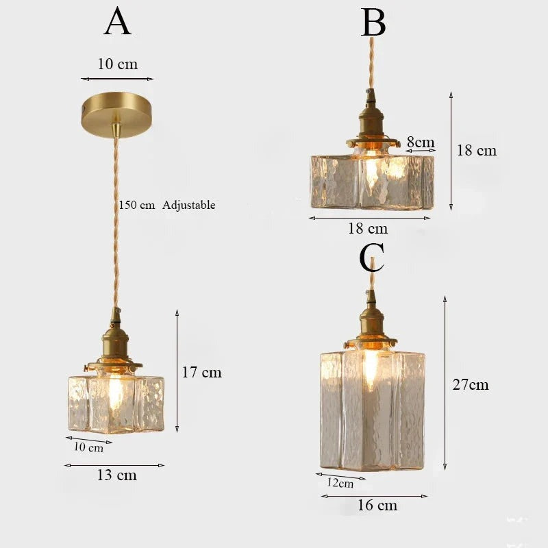 Fatima - Retro-Glaspendelleuchte mit Goldkabel