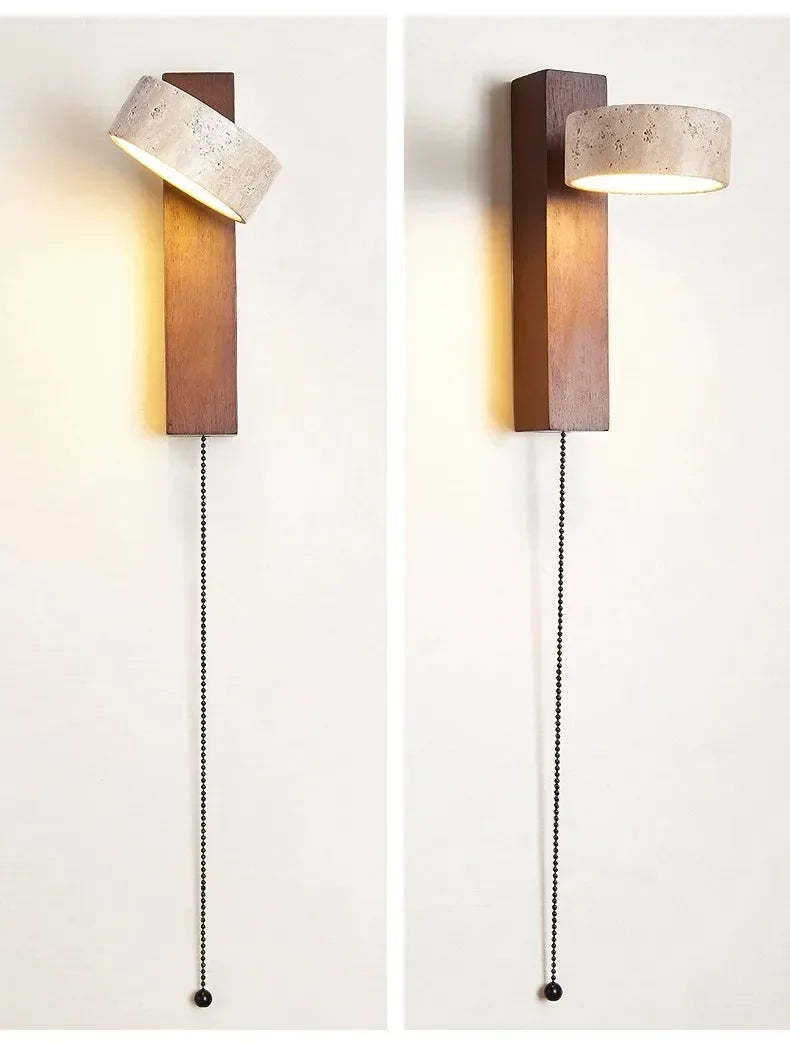 Wallix - Cremefarbene LED-Wandleuchte mit Zugschalter