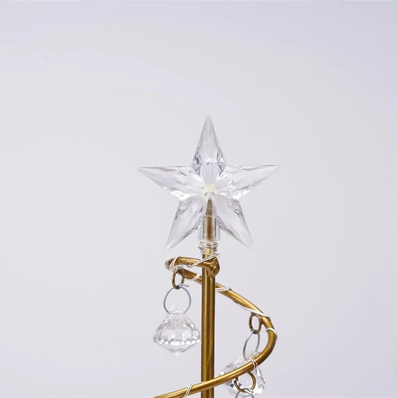 Quelix - LED-Weihnachtsbaum-Tischleuchte mit Kristallmotiv