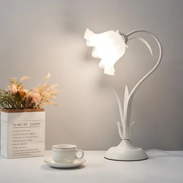 Quelix - Vintage-Tischleuchte mit Blumenmuster, verstellbar