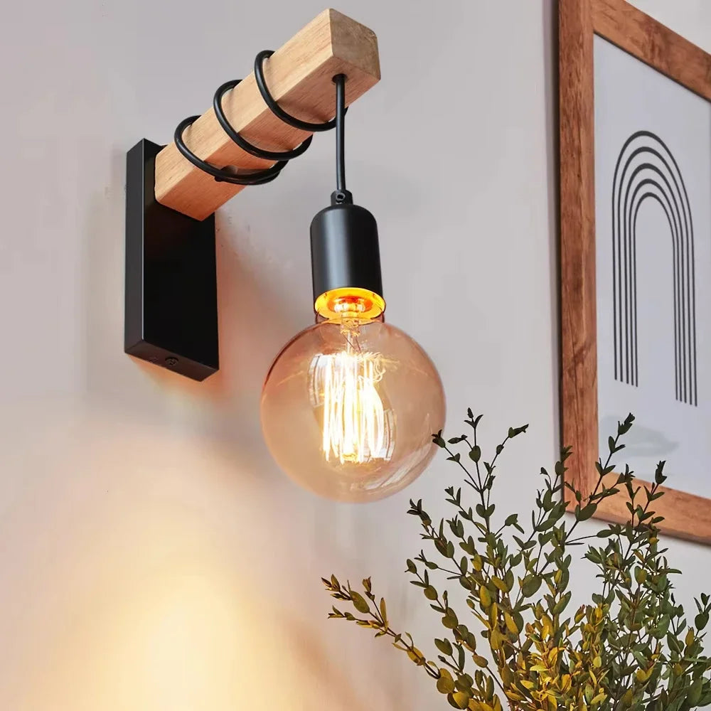 Flanca - Vintage-Wandleuchte aus Holz und Eisen mit