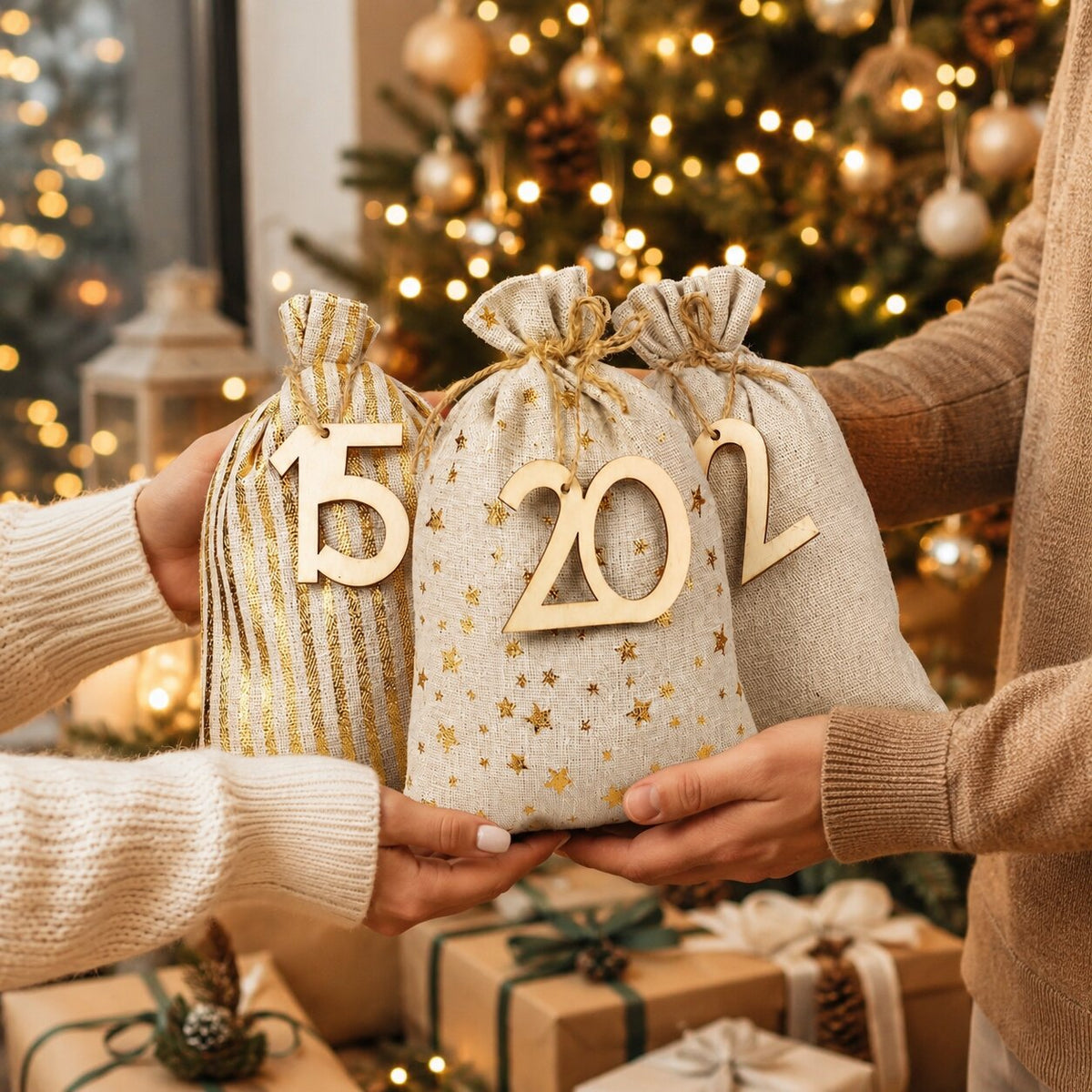 Giftloop – DIY-Adventskalender mit 24 nummerierten Säckchen zum Befüllen