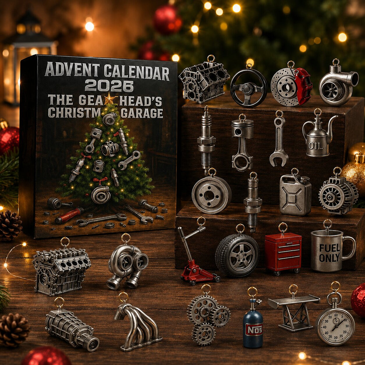 GearCharm - Adventskalender mit 24 Autoteile-Dekorationen
