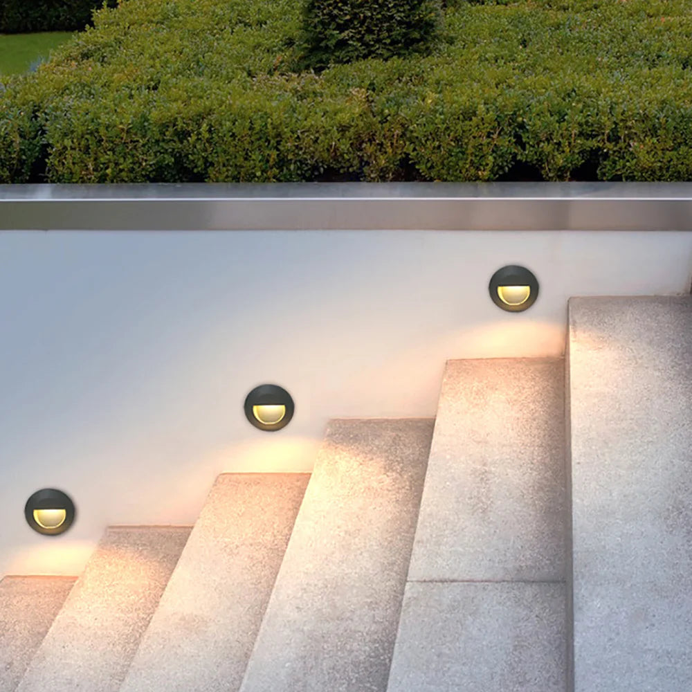 Rustica - LED-Treppenleuchte IP65, rund, 3 W, für den