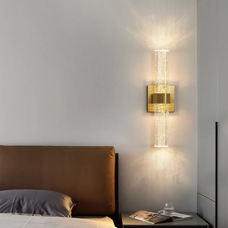 Wallix - Goldene LED-Wandleuchte mit Kristallblasen