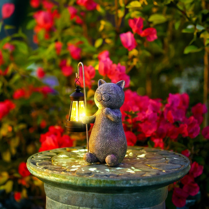 Katzen - Solar Katzen Gartenlampe Gold