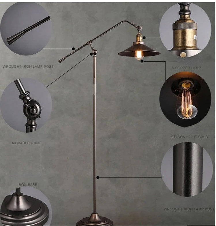 Stela - Retro-Stehlampe E27 mit LED-Leuchtmittel und