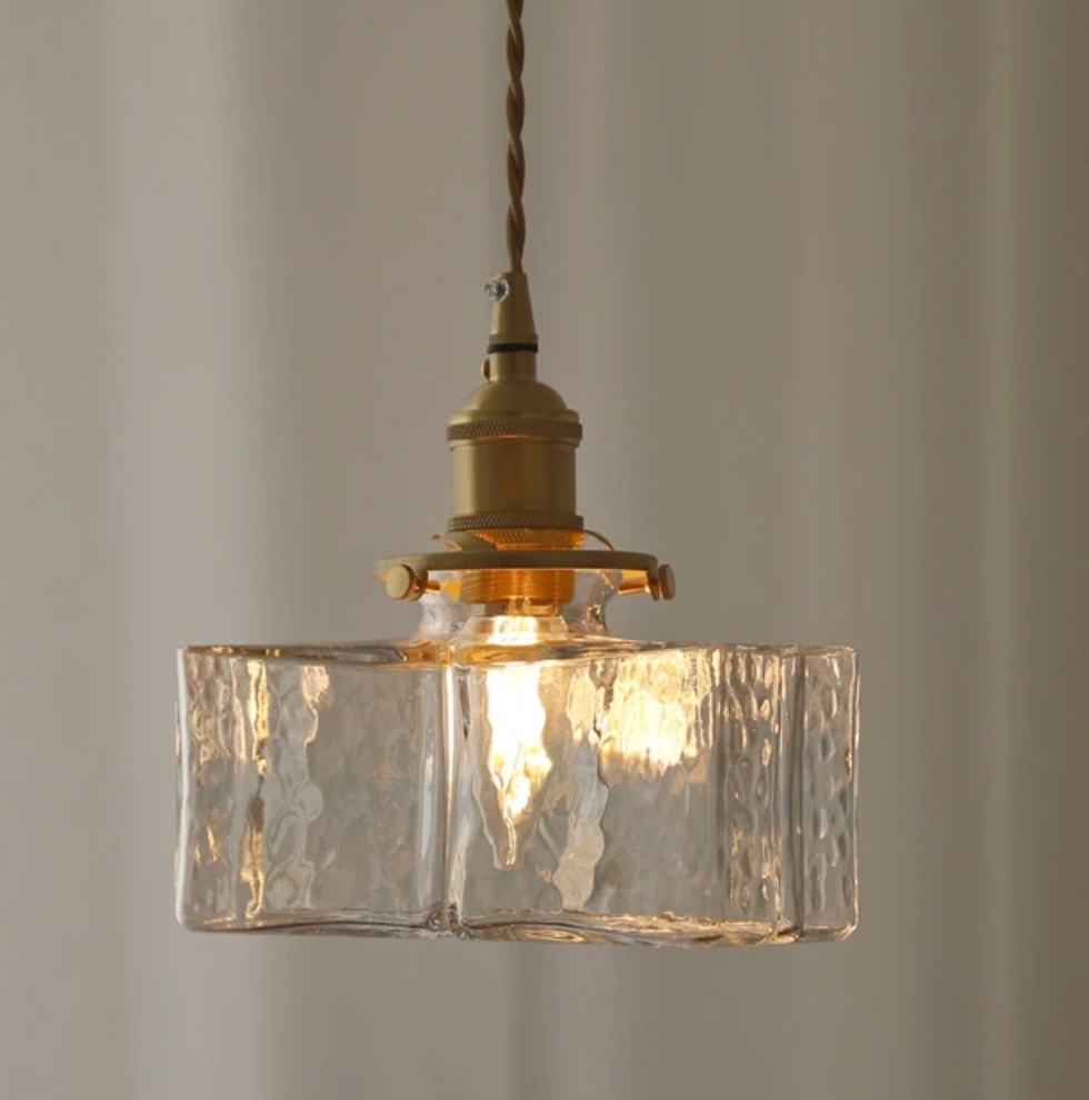 Fatima - Retro-Glaspendelleuchte mit Goldkabel