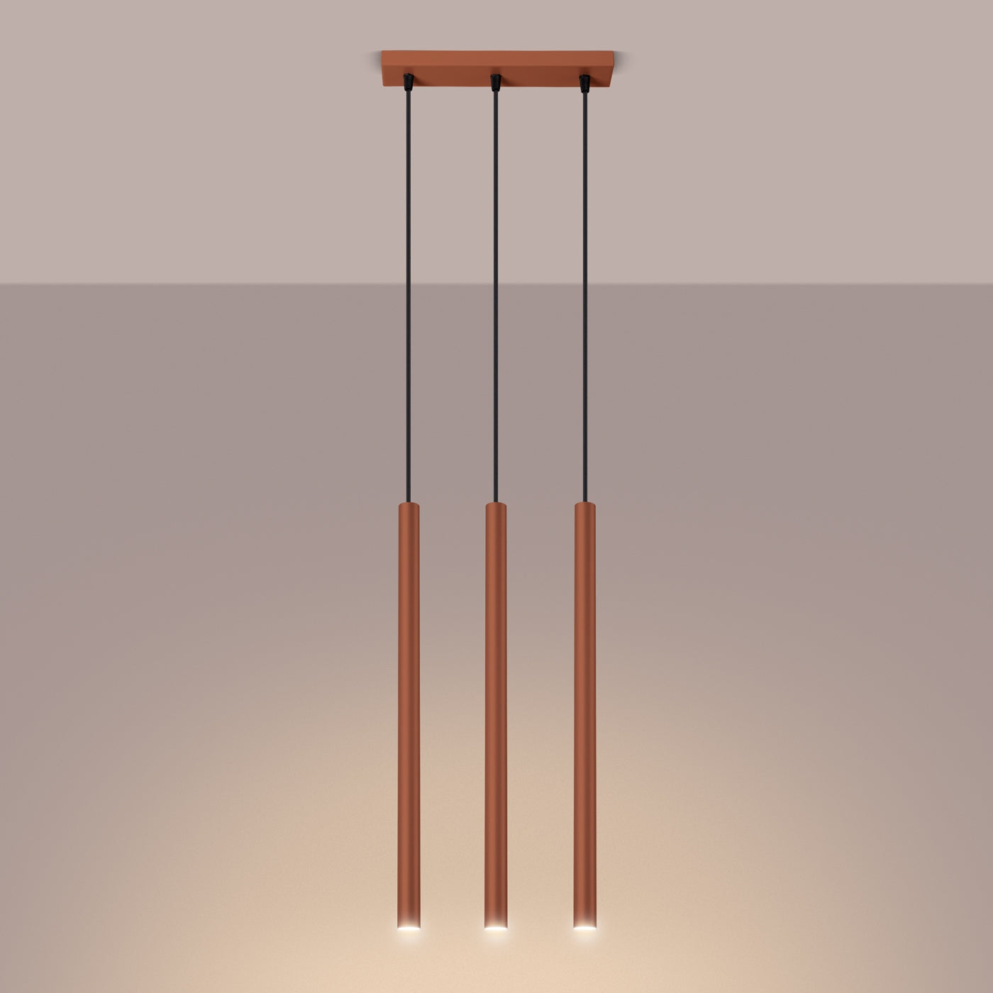 Celira - 3-flammige Pendelleuchte, ockerrot