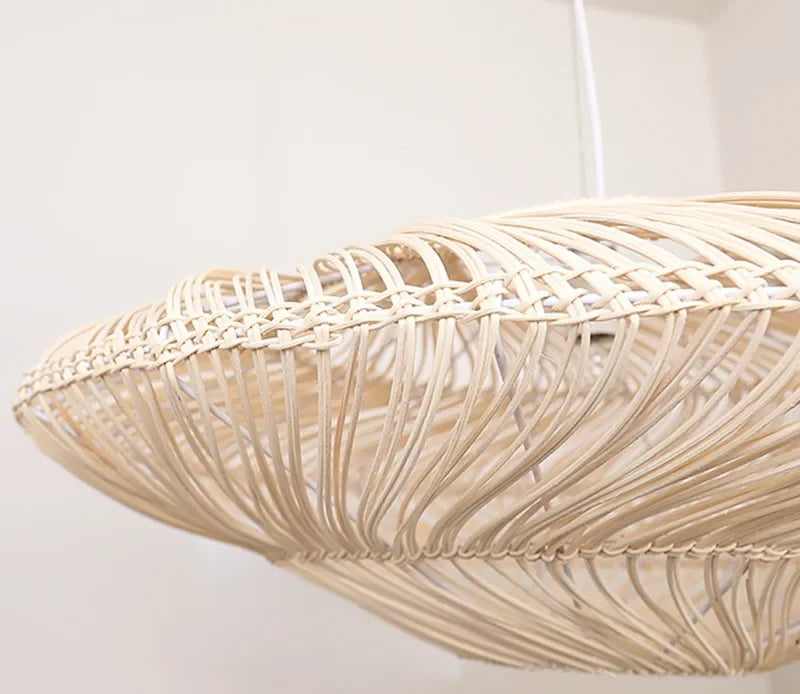Japanische - Wabi-Sabi-Rattan-UFO-Pendelleuchte E27