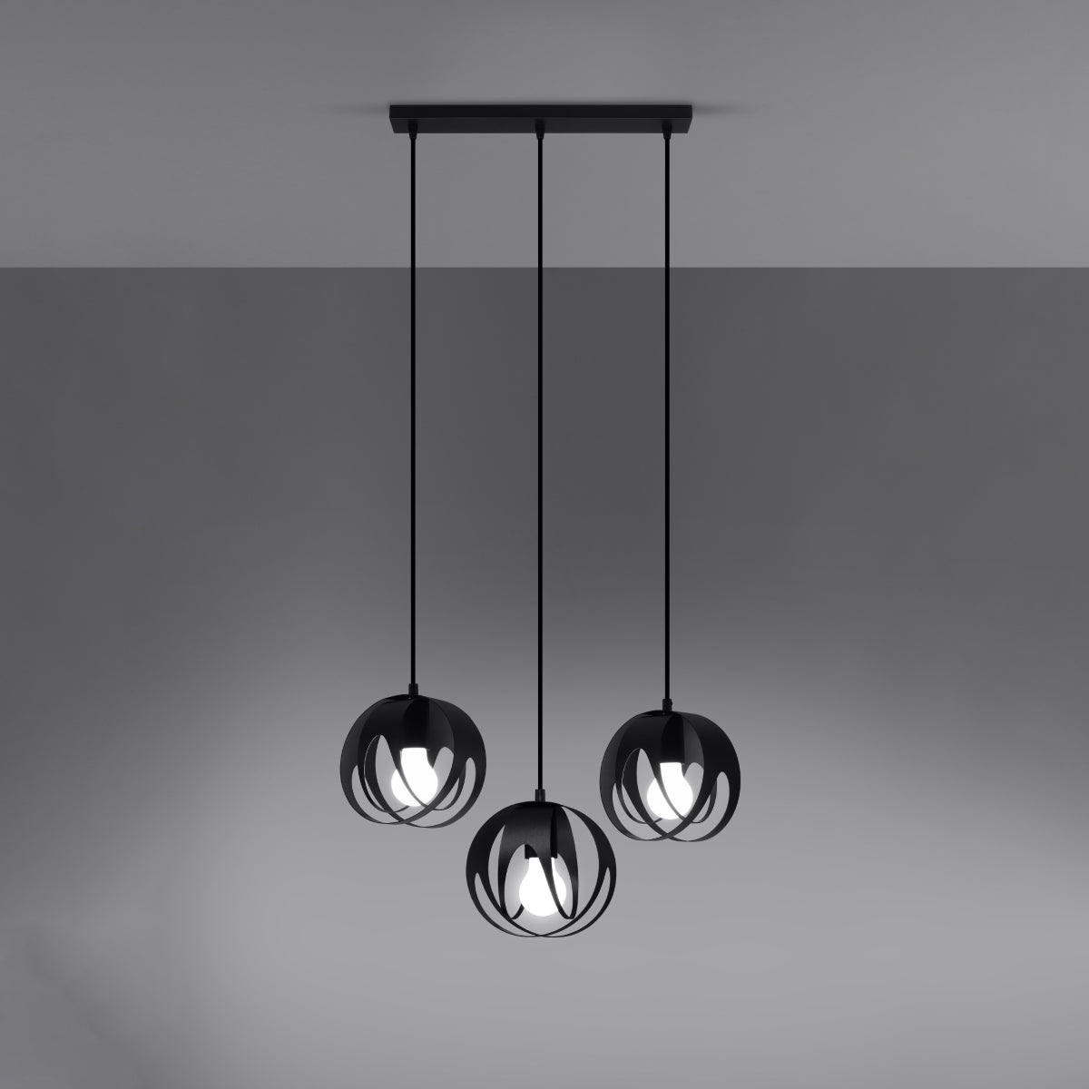 Halona - Dreiflammige Pendelleuchte, schwarz, 117 cm, aus