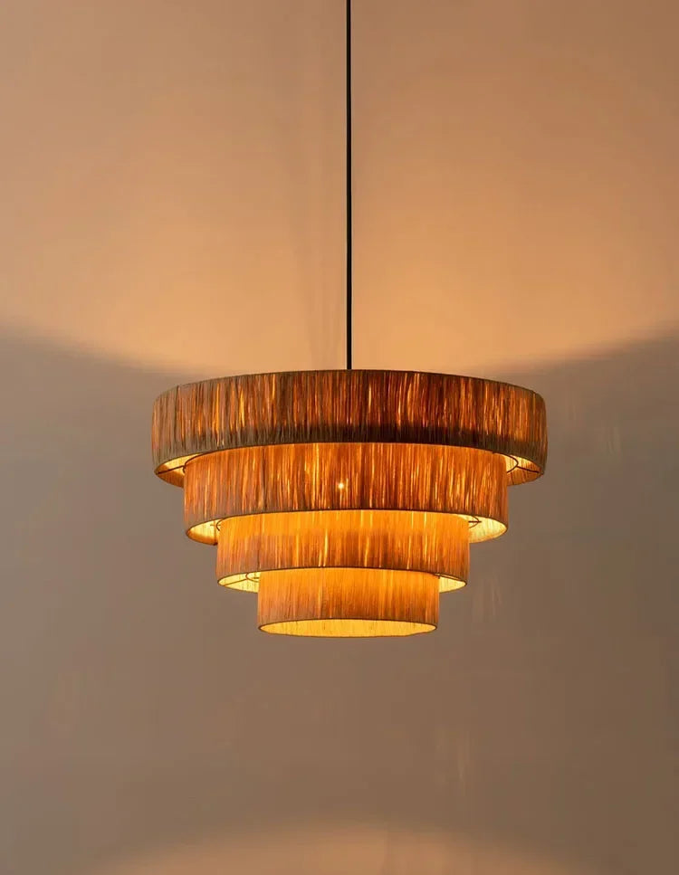 Stella - Rattan-Pendelleuchte E27 im japanischen