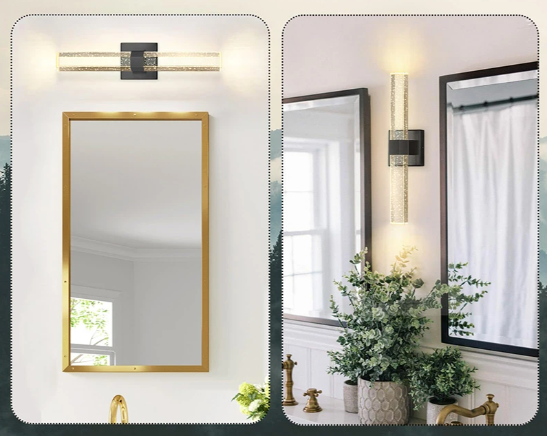 Wallix - Goldene LED-Wandleuchte mit Kristallblasen