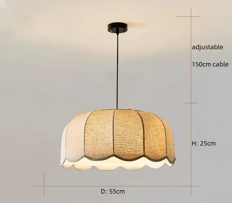 Wabi - Sabi Leinen-LED-Pendelleuchte mit E27-Fassung