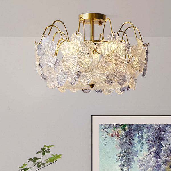 Aurela - Vintage-Kronleuchter aus Buntglas, Blütenform