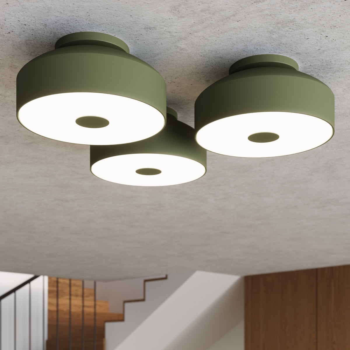 Aurela - Deckenlampe olivgrün rund 30 cm mit matter