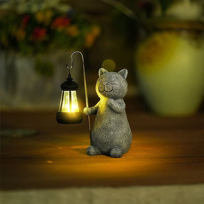 Katzen - Solar Katzen Gartenlampe Gold
