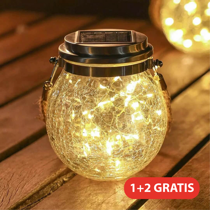Lichta - 3er-Set Solar-Glasleuchten mit Eisrissmuster
