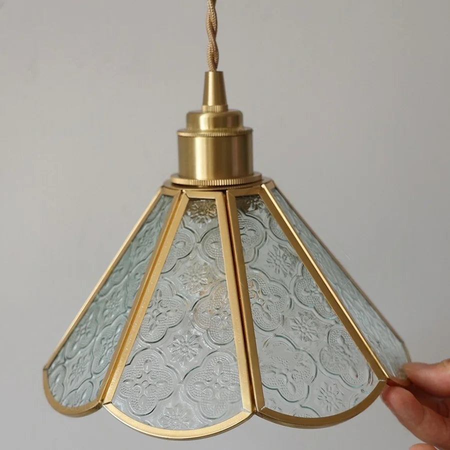 Murio - Tiffany-Glas-Wandleuchte mit Kupferakzenten