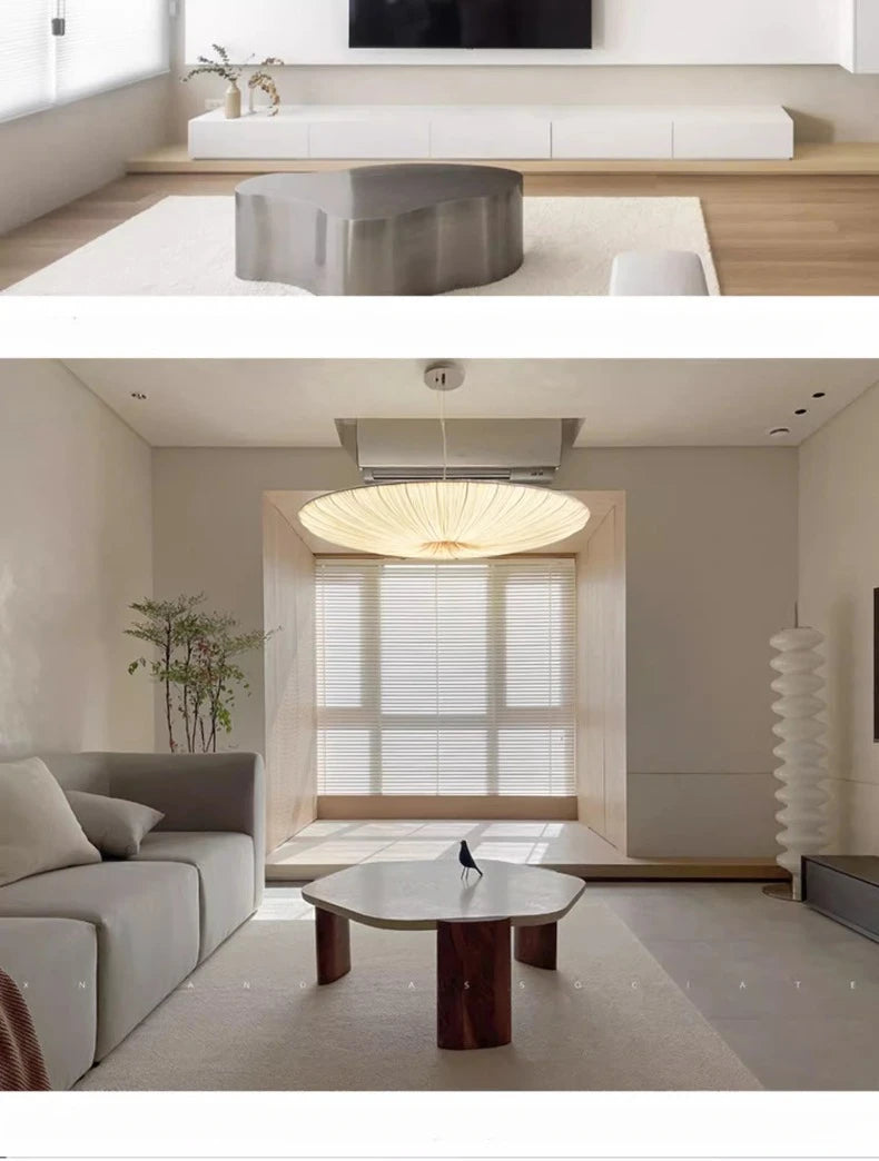 Rondea - Stoff-LED-Deckenleuchte Wabi-Sabi in Beige