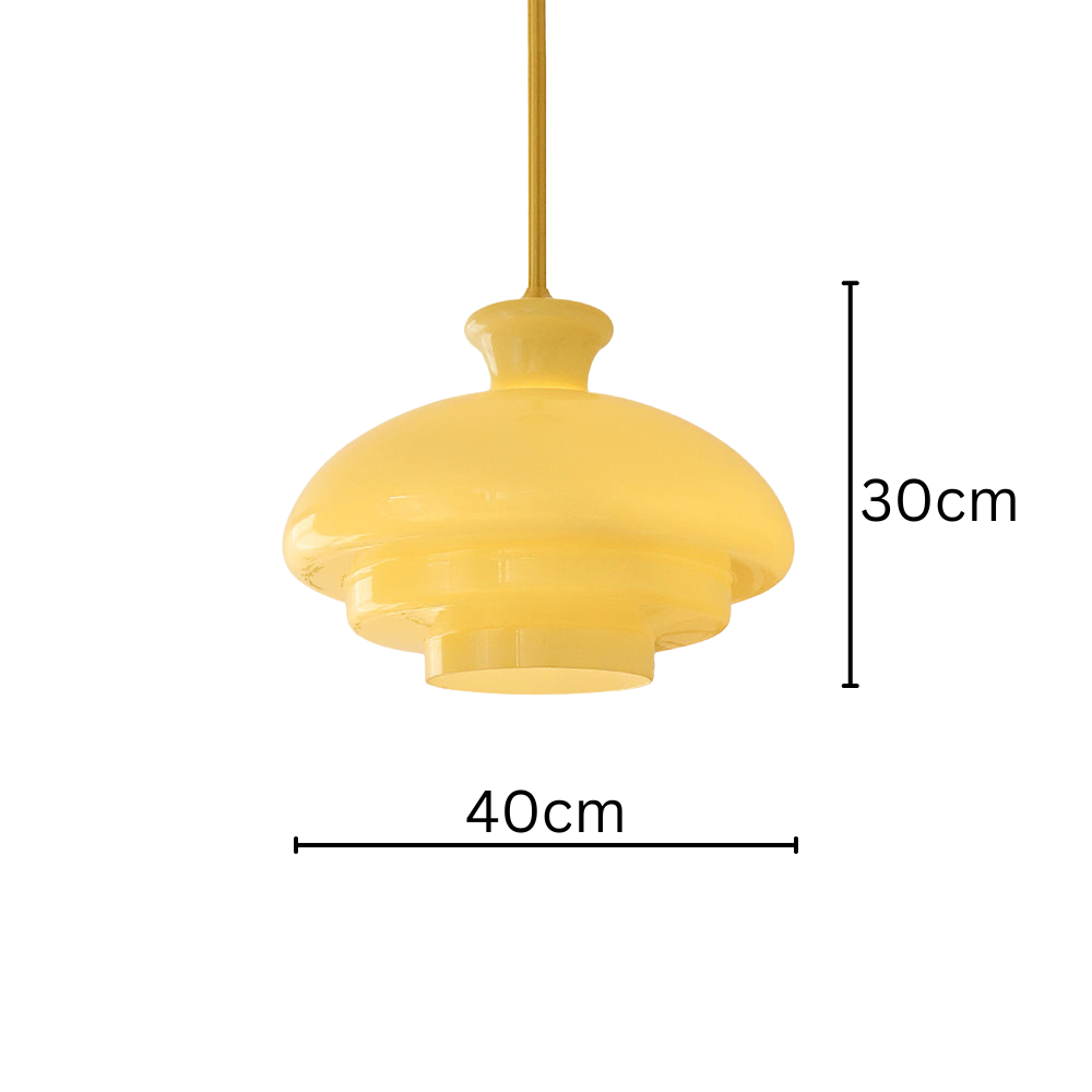 Celira - Bauhaus Pendelleuchte Glas Cremegelb