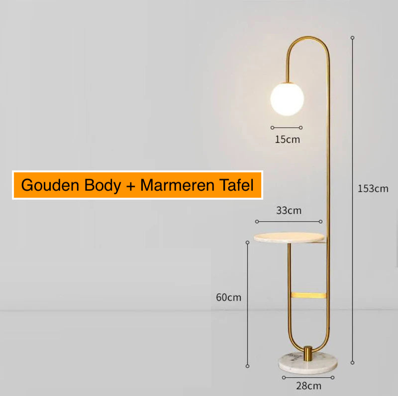 Columna - Stehleuchte mit Beistelltisch und Marmorsockel