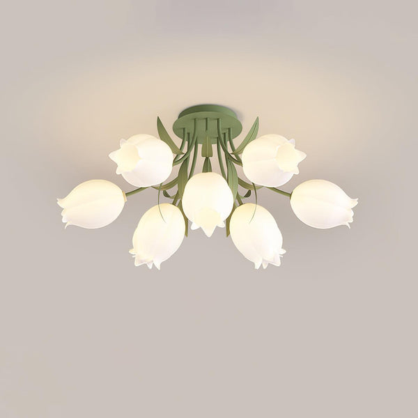 Lucero - Deckenleuchte mit Lilienblüten in Creme