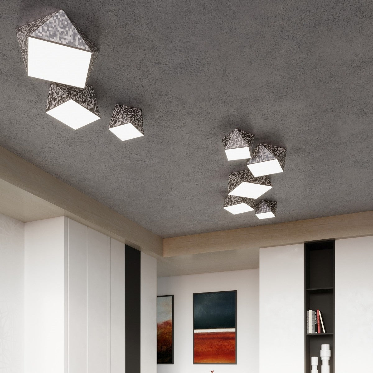 Hexa - 45 Silberne Deckenleuchte 45×45 cm