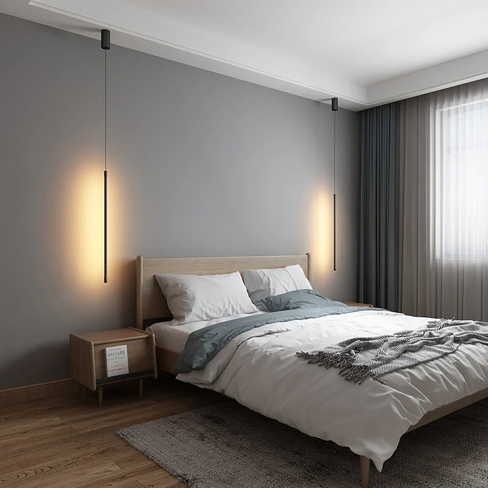 Minimalistische - lange LED-Pendelleuchte aus Aluminium