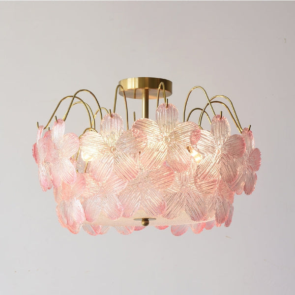 Aurela - Vintage-Kronleuchter aus Buntglas, Blütenform