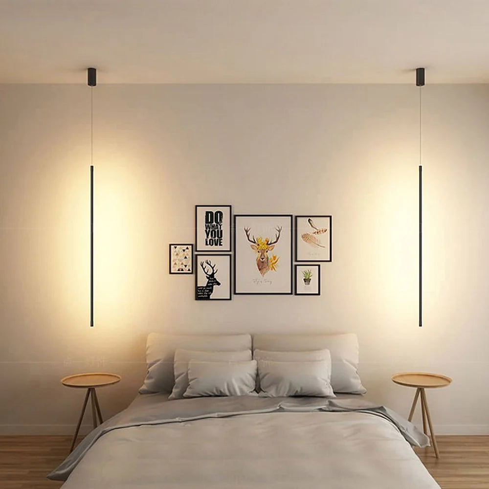 Minimalistische - lange LED-Pendelleuchte aus Aluminium