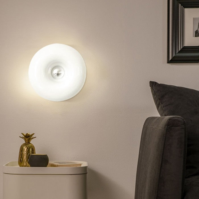 Luara - Bauhaus Donut Wand- und Tischleuchte aus Glas/Metall