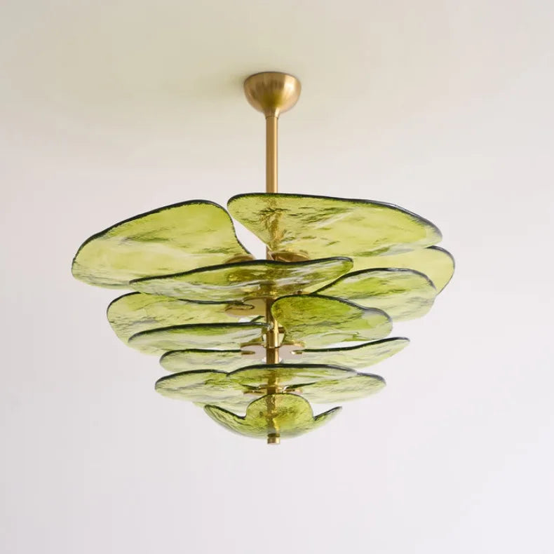 Claria - Lotusblatt-Kronleuchter aus Glas