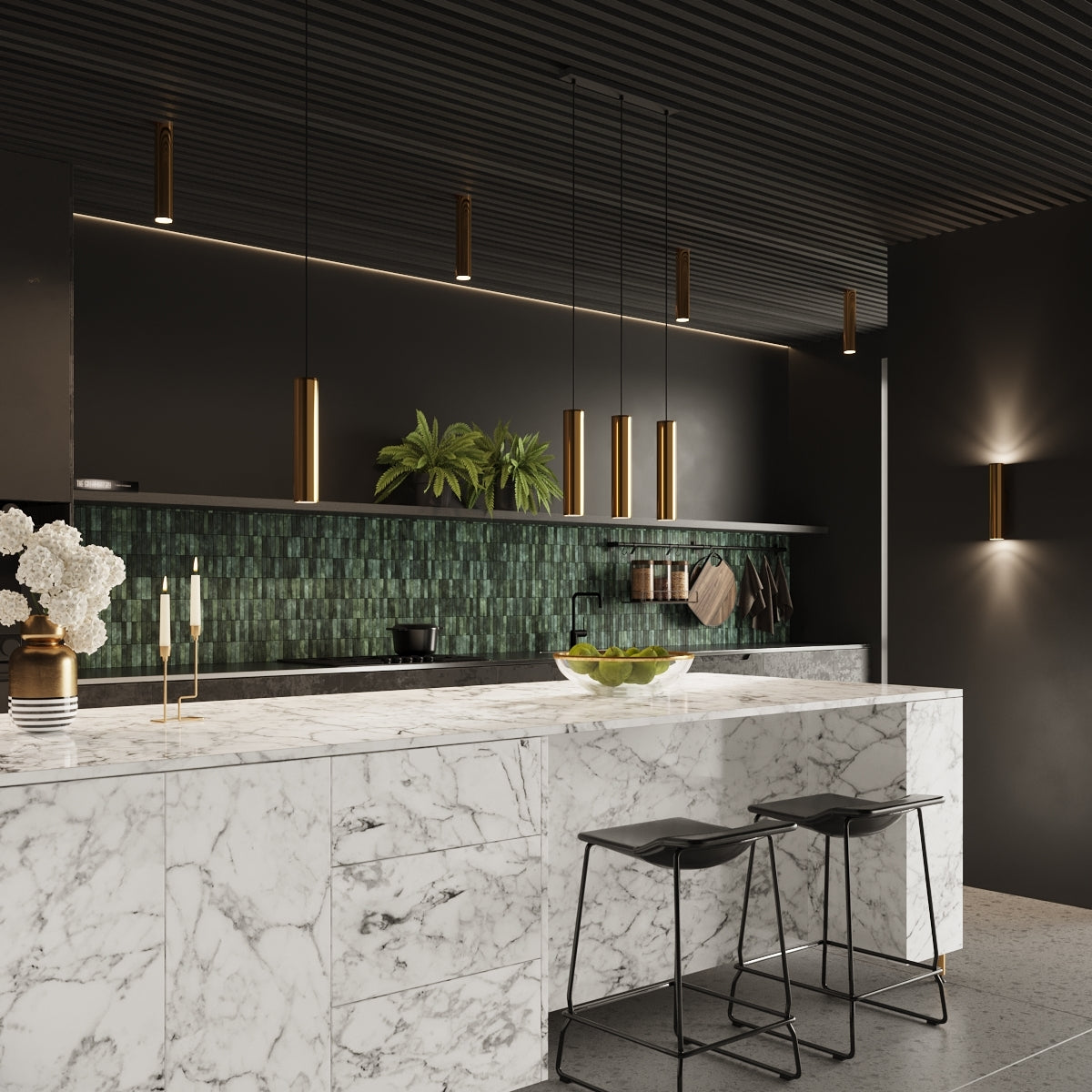 Claria - Pendelleuchte in poliertem Gold