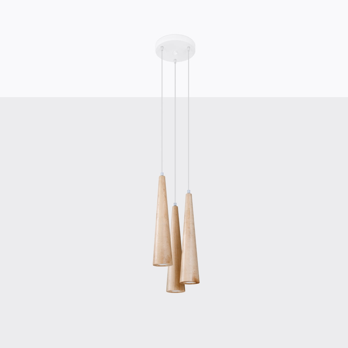 Plafona - 3-flammige Pendelleuchte, Naturholz