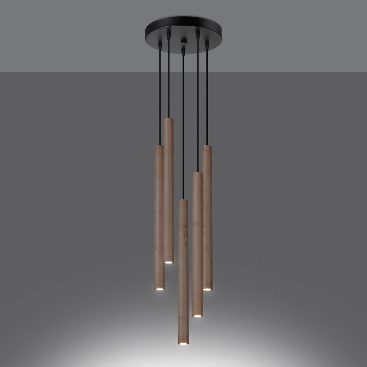 Nimbus - Pendelleuchte aus Holz mit 5 Leuchten