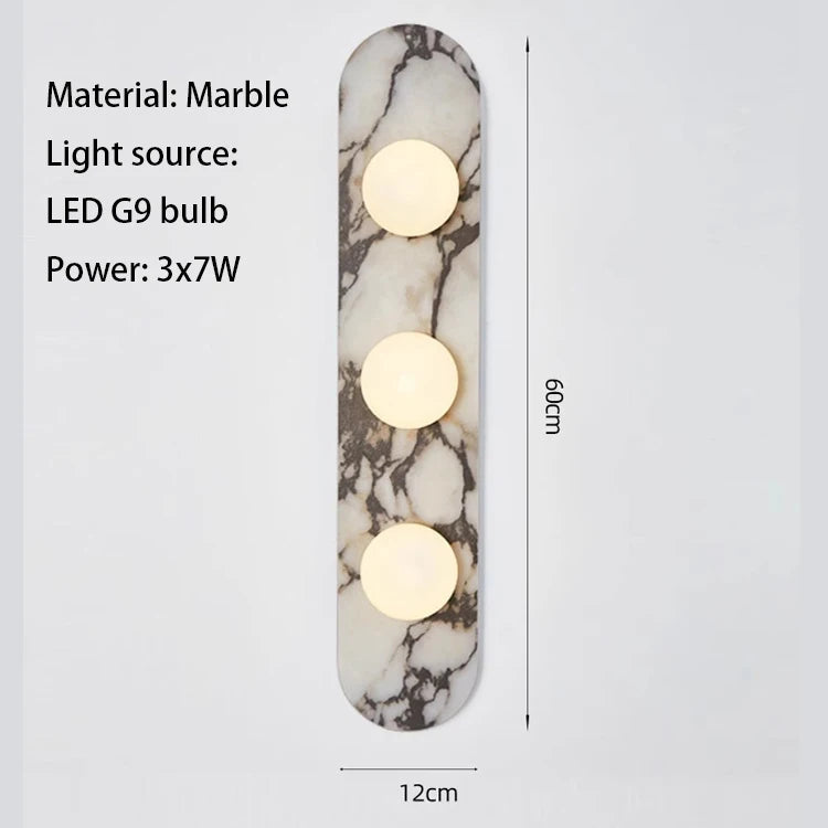 Luara - LED-Wandleuchte aus Naturmarmor mit 2-3 Kugelköpfen