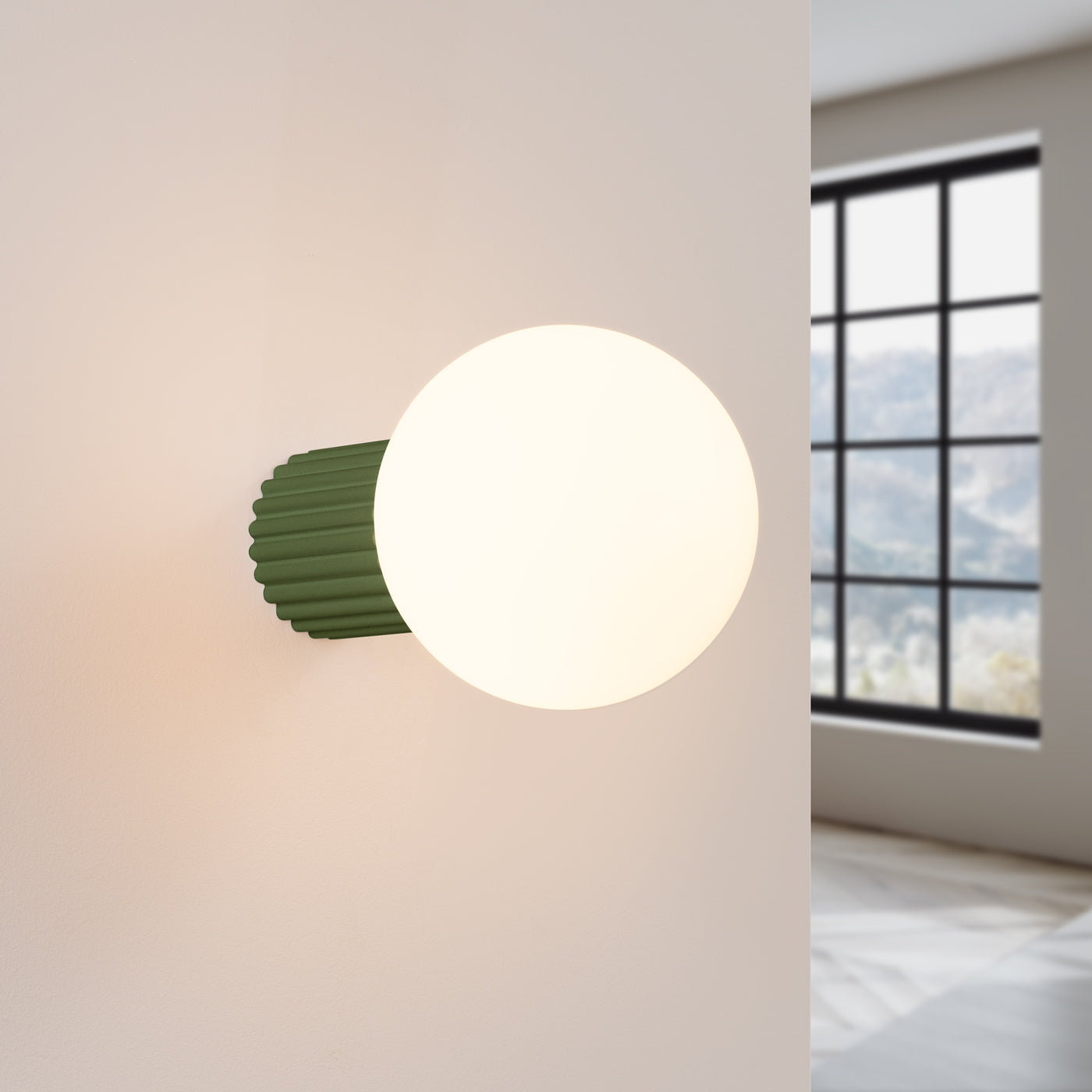 Silva - Halo-Wandleuchte, olivgrün, Schutzart IP44, mit