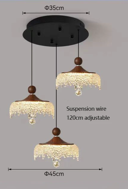 WalnoDrop - Pendelleuchte in Walnussfarbe mit 3