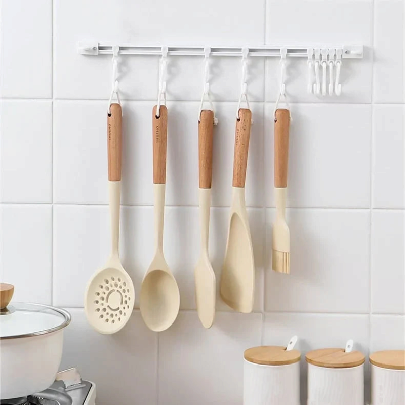 HookFlex - Selbstklebender Schienenhaken-Organizer mit abnehmbaren S-förmigen Haken