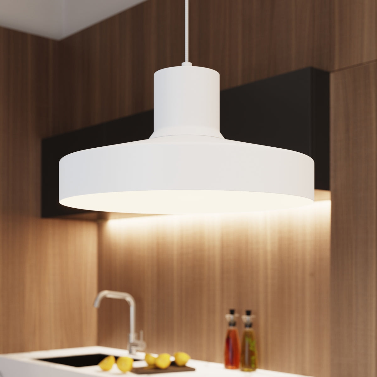 Orbita - Weiße Pendelleuchte, 35 cm, Retro-Stil