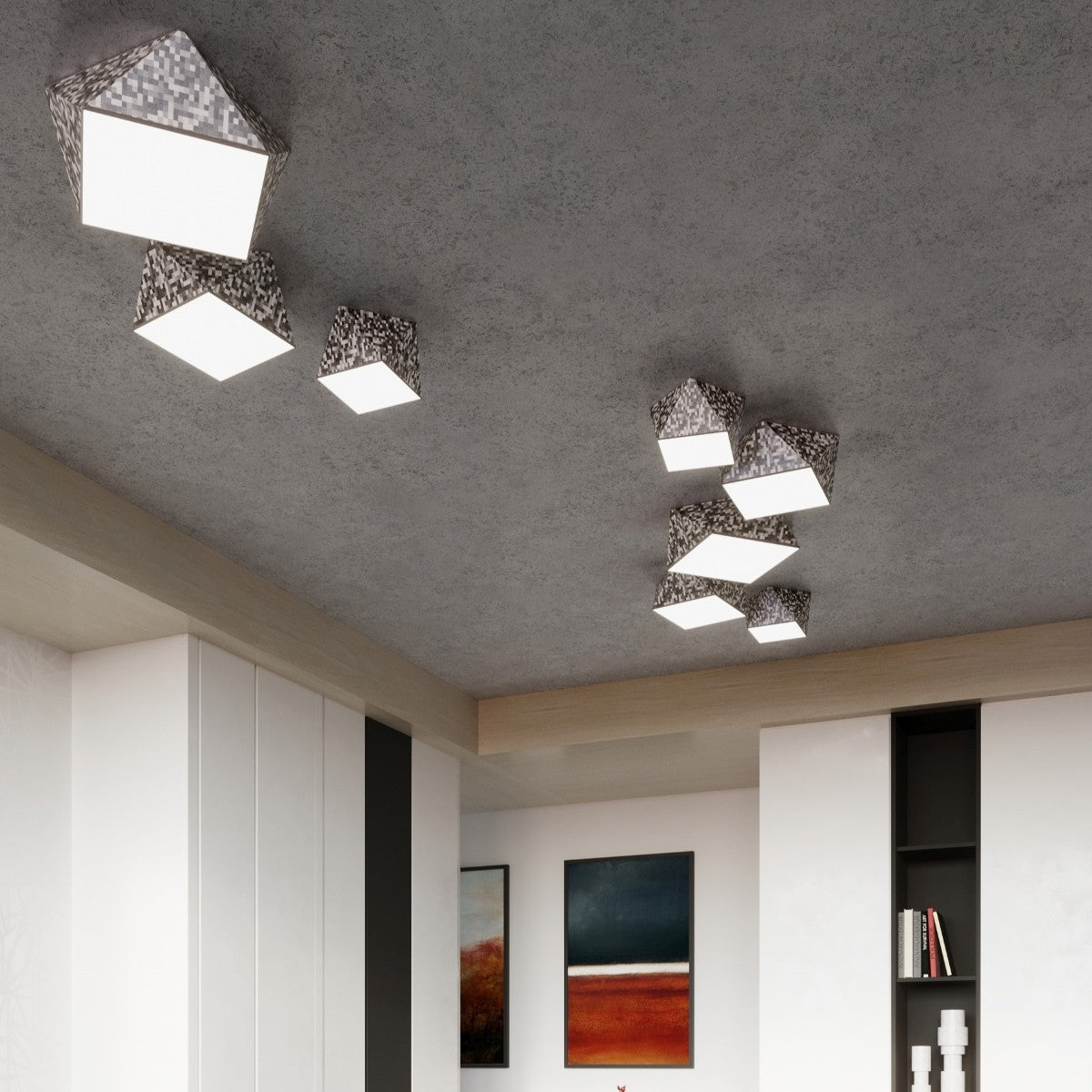 Hexa - 25 Silberne Deckenleuchte