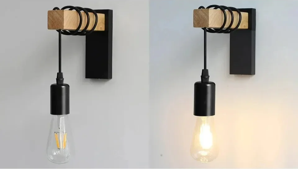 Flanca - Vintage-Wandleuchte aus Holz und Eisen mit