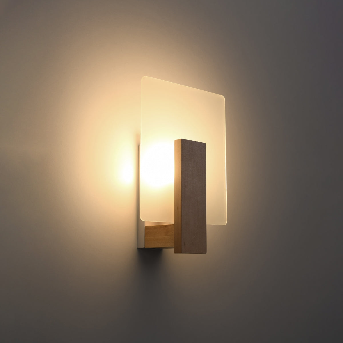 LAPPO - Wandleuchte, Naturholz & Glas