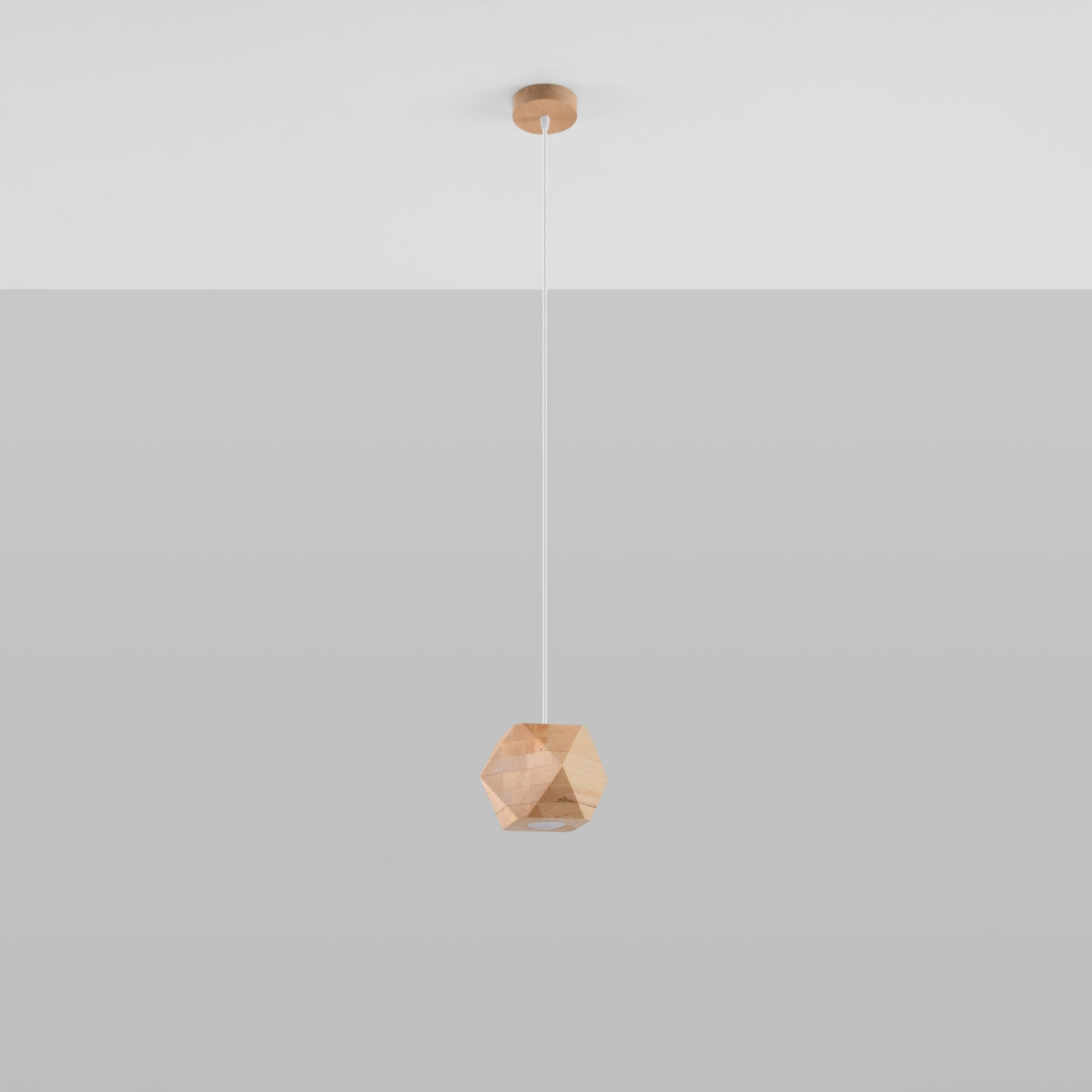 Orbita - Pendelleuchte aus Naturholz, 12 x 12 cm
